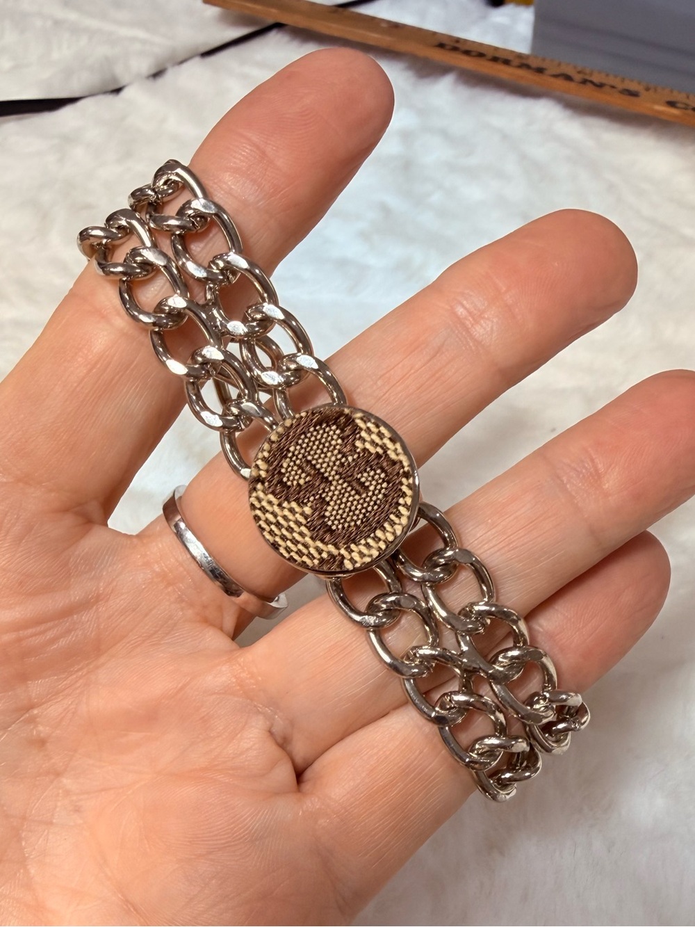 Gucci upcycled silver Tone Double Chain Bracelet brand new